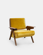 Lina Armchair - Walnut & Yellow Suede